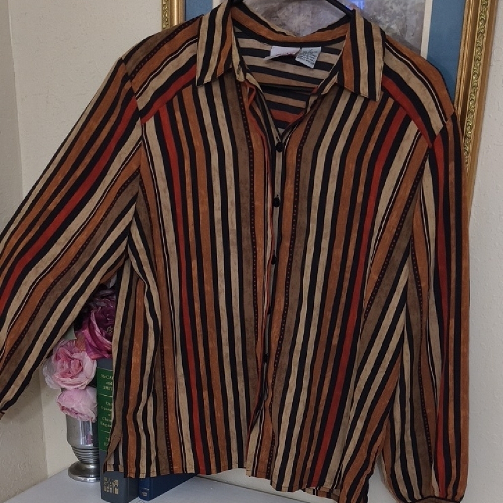 Vintage Contemporary Long Sleeve Button-Up Shirt Size Large Career Scandinavian